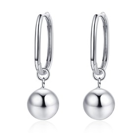 Earrings Silver 925 Hoop Earrings for Women Sterling Silver Ball Earrings Hanging Hypoallergenic Cartilage Earrings Jewellery for Women Girls, Sterling Silver