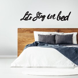 Let's Stay In Bed Wall Decor Wooden Sign, Rustic Lets Stay In Bed Wood Cut Outs Above Bed Wall Decor Bedroom Funny Quotes Wall Art Sign Valentine's Day Housewarming Gift