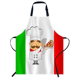 Smooffly Italy Flag Cartoon Chef Pizza Apron Adjustable Apron Cooking Kitchen Chef Women Men Aprons for Home Kitchen, Restaurant, Coffee House, Baking Gardening BBQ