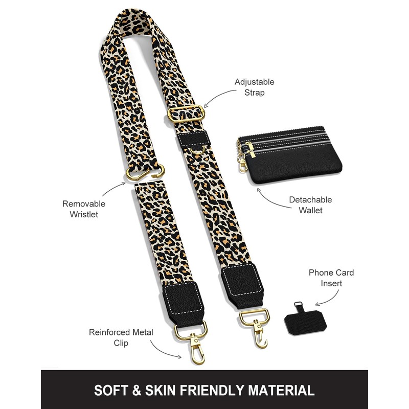 Nipichsha Crossbody Phone Strap with Wallet, Clip and Go Strap