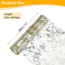 uxcell 49 Feet Table Runner, 11" x 591" Sequin Gold Foil Thin Mesh Metallic Table Runner Roll Table Decorations for Event Birthday Party Weddings Christmas New Year, Army Green Silver