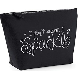 Hippowarehouse I Don't Sweat, I Sparkle printed make up cosmetic wash bag 18x19x9cm