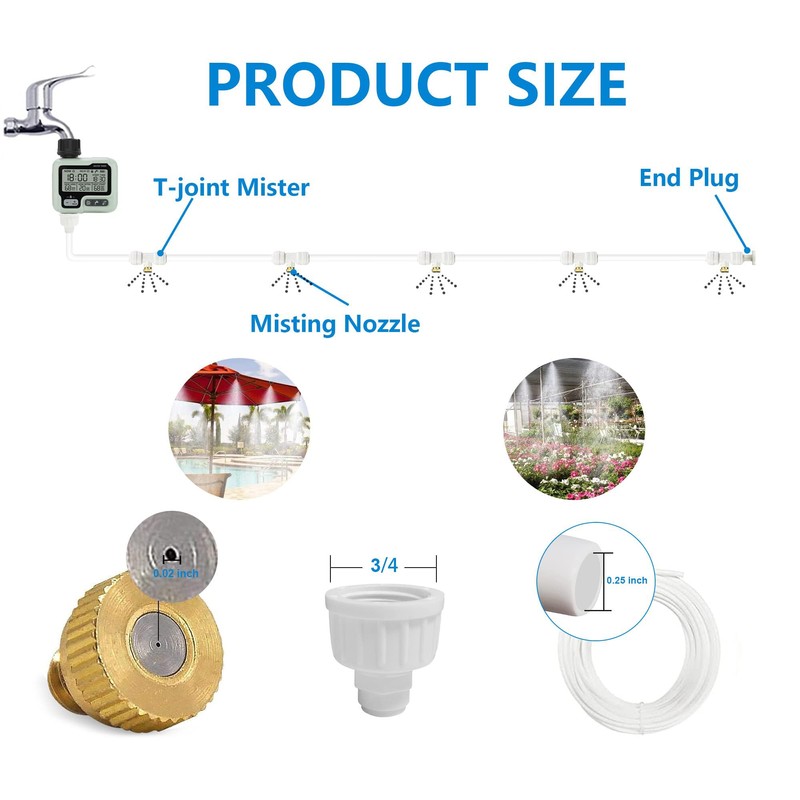 POCKET PANDA Misters for Outside Patio with Hose Timer,Misting System