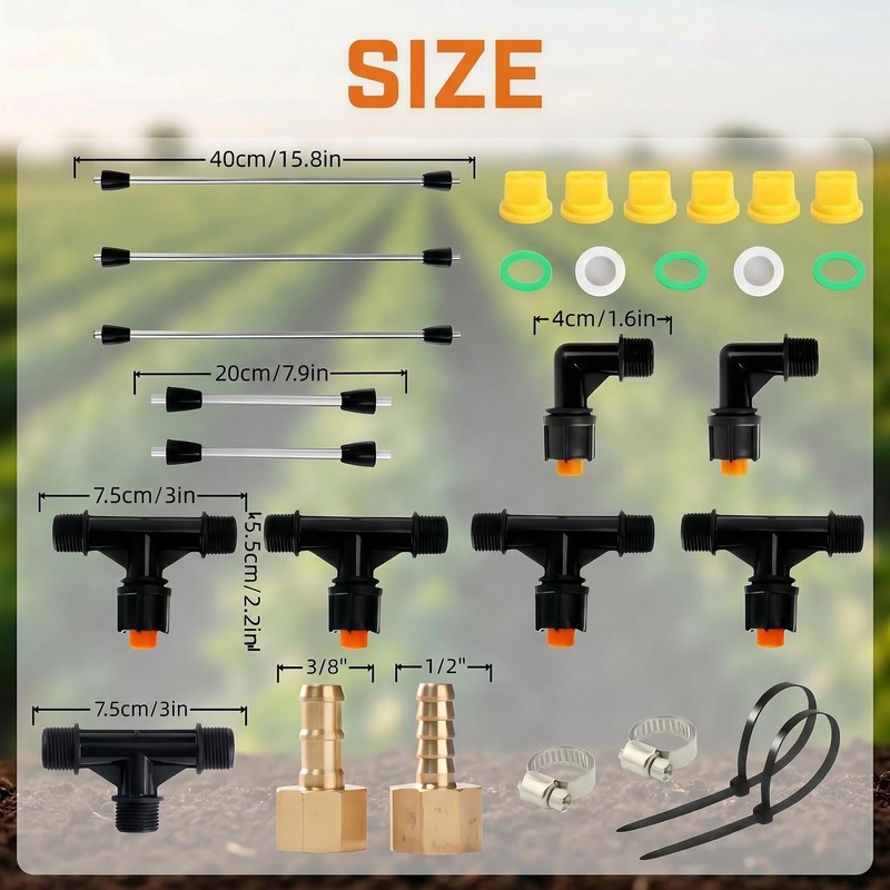 7.5‘’ ATV Sprayer Boom with 6 Nozzles, Stainless Steel Detachable