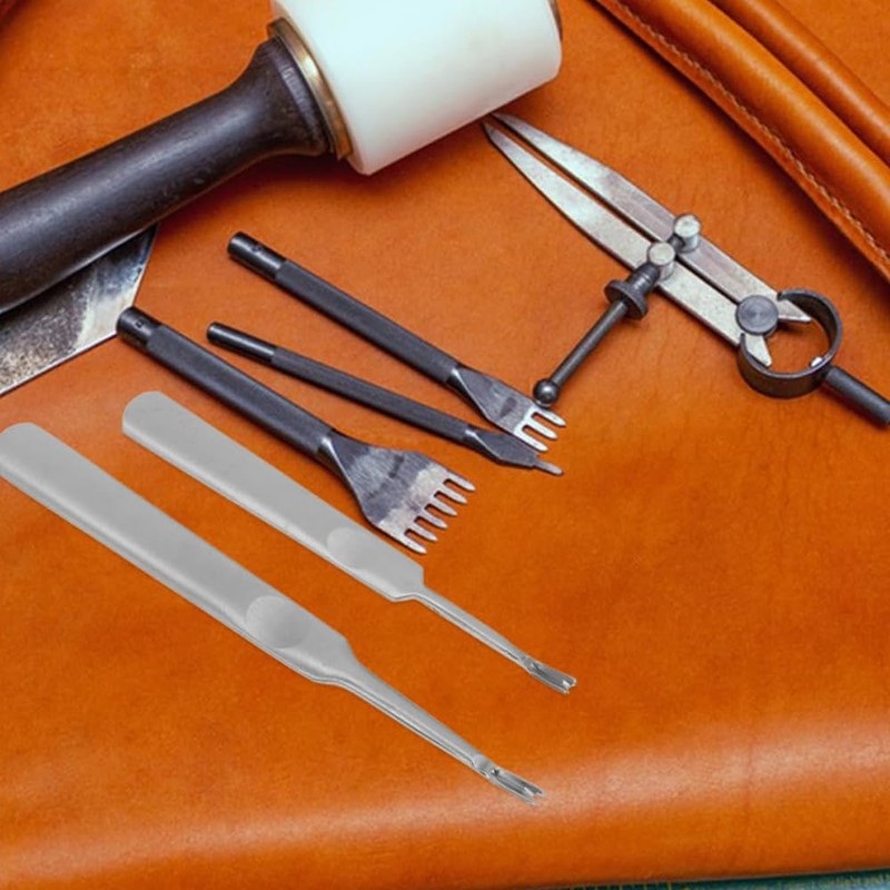 Leather Craft Set of 4 Leather Tools, V-shaped, U-Shaped, Beveling,
