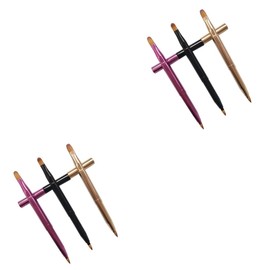 Ipetboom 6pcs Retractable Dual Ended Lip Brush for Lipstick Lip Gloss Concealer Features Flexible Design and Golden and Black for Home and