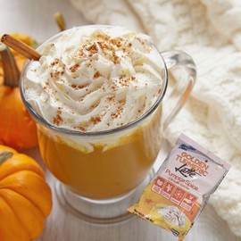 Golden Peak Pumpkin Spice Latte Instant Beverage Sachets, Caffeine Free, No Artificial Sweeteners, 24g Each, Pack of 12