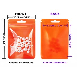 Rimiko 50pcs Clear Ziplock Bags, Resealable Sample Bags, Small Plastic Bag with Hanging Hole, Reusable Zip Pouches for Sample Packaging, Retail, Food and Items Storage (Orange, 4.1"x 5.9")