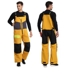 NAVIS MARINE 3 Layer Sailing Suits for Men PRO Waterproof Hooded Sailing Jackets Fully Taped Seam Fishing Gear (Gold BIB XL)