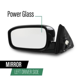 LQI Power View Side Mirror Left Driver Side 3-Pin Manual Folding Compatible with Honda Accord 4-Door 2003-2007 HO1320152, 76250SDAA13ZA Glossy Black