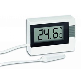 TFA Dostmann Digitales Thermometer, 30.2018.02, inkl wasserdichter Kabelfühler, klein, weiß, L 54 x B 16 (30) x H 39 mm