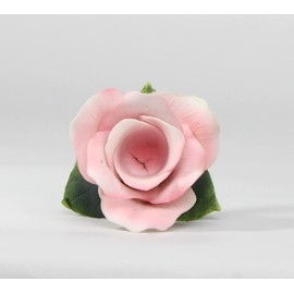 Fine Porcelain Pink Rose Taper Candle Holder Figurine (Candle NOT Included), 3-3/8" L