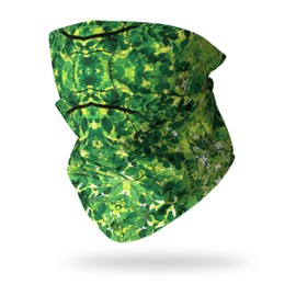 Ruffnek GREEN LEAVES/CAMOUFLAGE DESIGN Multifunctional Headwear Tube Neck warmer snood for Men, Women & Children for camping, military, hunting, camo accessories