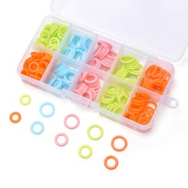 240 Pieces Knitting Stitch Marker, Plastic Smooth Coloured O-Rings with Clear Storage Box, Crochet Ring Assorted Knitting Needle Clip Multiple-size