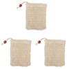 泡立てネット 石鹸ネット 3枚入り 天然素材 綿麻 石けん収納袋です 洗顔 洗顔料用 壁掛け用 泡が豊富です