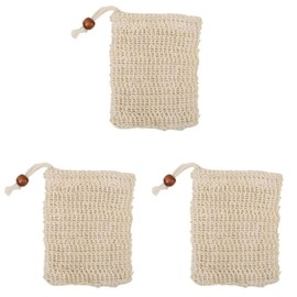 泡立てネット 石鹸ネット 3枚入り 天然素材 綿麻 石けん収納袋です 洗顔 洗顔料用 壁掛け用 泡が豊富です 束口が落ちにくい（ベージュ）Frenflu