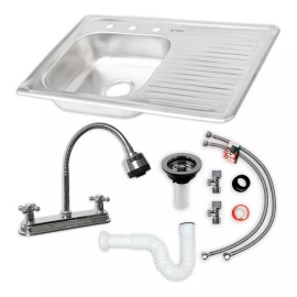 CNX Kit Completo De Tarja Con Mezcladora Flexible Para Cocina