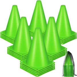 Syhood 30 Pack 7 Inch Plastic Traffic Cones Sports Training Agility Marker Mini Cones for Soccer, Skating, Football, Basketball, Indoor and Outdoor Games Sports Practice Equipment(Green)