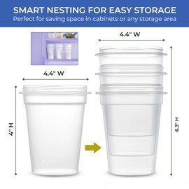 BubbleWally JoyPlus Overnight Oats Containers with Lids Plastic (Grey) - Meal Prep Containers Reusable for Food Storage – 16oz Jars for Breakfast, Snacks, and Lunch