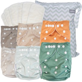 Oopsy Lucy Cloth Diapers 6 Pack with 6 Inserts & Wet Bag – Reusable, Adjustable Fit for Babies & Toddlers – One Size Diapers That Grow with Your Baby – Machine Washable & Eco-Friendly