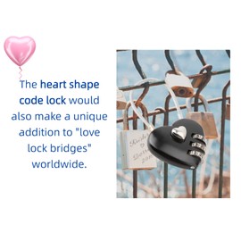 Heart Shape Code Lock Compact Mini Size with 3 Digit Code Combination for Luggage, Backpack, Jewelry Box, Hall Locker(Black)