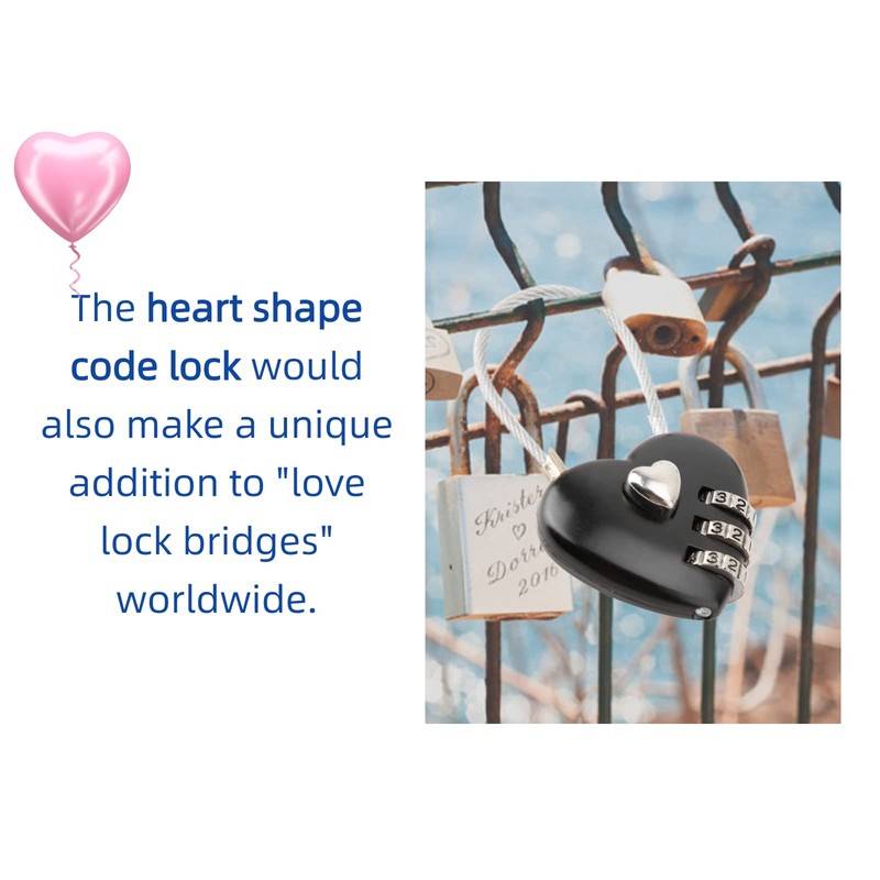 Heart Shape Code Lock Compact Mini Size with 3 Digit