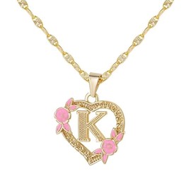 Generic Dascus Gold Heart Letter Initial Necklace For Women Custom Heart 26-Letter Chain Necklaces Pendant Jewelry For Girls Christmas Gifts (Gold-Letter-K)