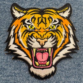 UTOO Embroidered Iron-On Applique Roaring Bengal Striped Souvenir t