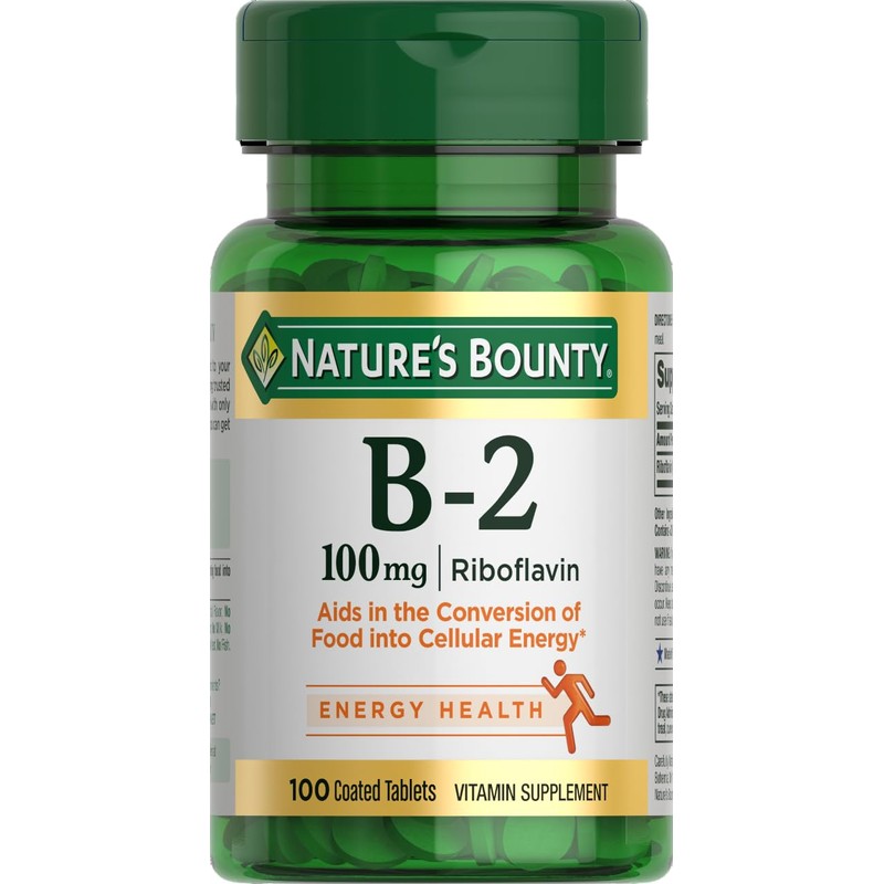 Nature's Bounty Vitamin B2 as Riboflavin Supplement, Aids Metabolism, 100mg,