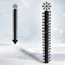 36 Inch Christmas Snow Gauge with Thermometer, Snowflake Iron Art Snow Gauge, Metal Snow Measuring Stake, Snow Depth Measure Rod for Yard, Lawn, Garden and Christmas Decoration Gift