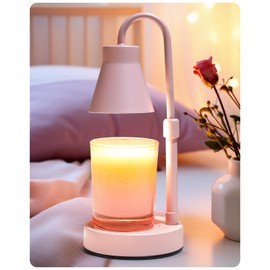 Elenhome Candle Warmer Lamp with Adjustable Height, Stepless Dimming Function-Home Decor Lamp, Metal Candle Lamps for Jar Candles, No Flame Scented Candle Warmers with 2 Bulbs (Pink)