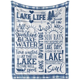 Lake House/Life Gifts Blanket Throw for Women Men - Boating/Fishing Gifts - House Decor Decorations for Home Porch Bed Sofa - Lake Life, 50" x 65"