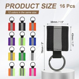 PATIKIL 16 Pcs Reflective Keychain, Reflective Strips High Visibility Safety Keychain Tags Lanyards Pendants Bright Zipper Pulls Waterproof for Backpack Running Cycling, Black