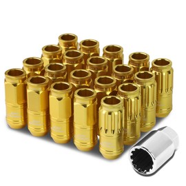 M12 x 1.5 Open End Design 16-Piece Aluminum Alloy Wheel Lug Nuts + 4 x Lock Nut + 1 x Lock Nut Key (Gold)