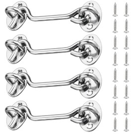 4 Cabin Hooks Stainless Steel Stainless Steel Gate Hook Lock Hook Lock Cabin Hook Eye Door Latch Cabin Hook for Cupboard Door Window Garage Gate