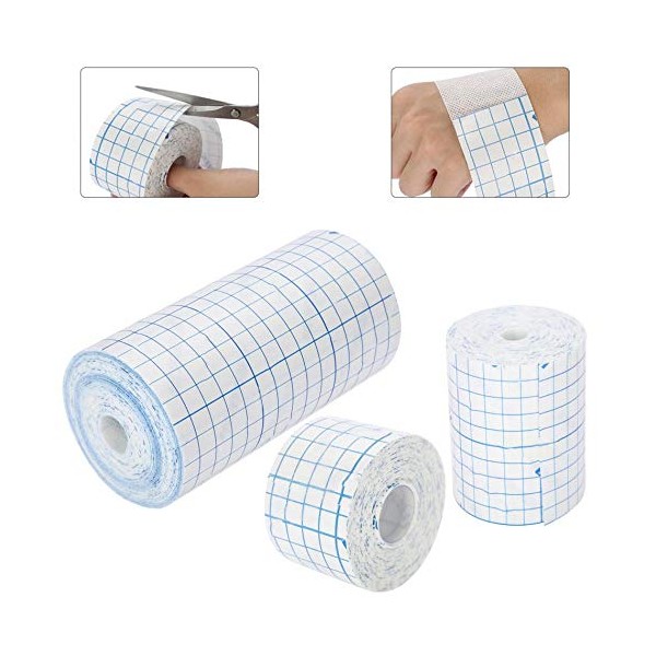 Ewinodon Mesh Breathable Non-Woven Tape Adhesive Bandage Roll Film Dressing Second Skin Healing Protective Adhesive Antibacterial Bandages Flexible Nonwovens 3.9inch*34foot（10cm*10m）