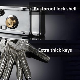 Nightlatch Lock with Keys, Solid Stainless Steel Rim Cylinder Lock High Security Night Latch Locks for 30 to 50mm Thick Gate Shed Doors - Right