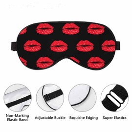 Vnwoalu Lips Sleep Eye Mask Kiss Romantic Red Lipstick Love Men Women Sleep Mask with Adjustable Strap Eye Cover Eye Shade for Travel, Nap,Meditation