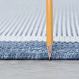 Water & Fade Resistant 5x7 Indoor Outdoor Rug for Patio, Deck, Porch, Entryway | Outside Area Rugs for Patios | 5'3'' x 7'3'' Blue