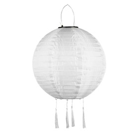 Lanterns, Solar Outdoor, LED Solar Lantern, Garden Lantern, IP55 Round Ball Shape Lampshade, Paper Lantern, Hanging Garden Lantern for Wedding, Church, Garden, Party Decoration (White)