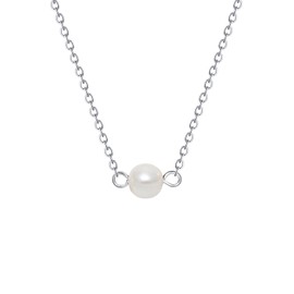 Single Ivory Pearl Choker - Novelty White One Potato Pearl Collar Choker Sliver Filled One Big White Tiny Bright Handmade Pearl Necklace