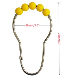 Shower Curtain Hooks Rings Stainless Steel Acrylic Roller Ball Glide Rings For Bathroom Shower Rods Decorative Rustproof(Yellow)