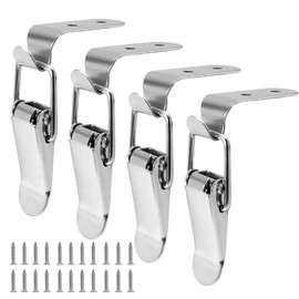 Zorfeter 90 Degree Latch, Spring Loaded Tool Box Latch Toggle Catch Lock Stainless Steel Catch Hasp Lock, Pack of 4, with Screws
