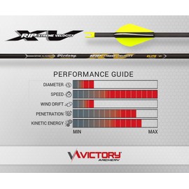 Victory Archery RIP XV 0.204" Small Diameter Hunting Arrow (Spine: 300, 6 Pack Fletched, Straightness ± 0.001 - Elite - Yellow)