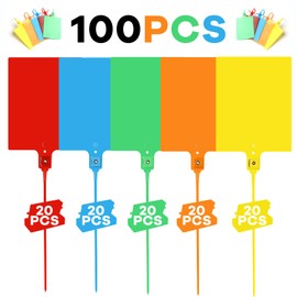 SBYURE 100 PCS Plastic Tags Shipping Tags Large Waterproof Plastic Tags for Labeling Shipping Labels with Wire Cable Ties Zip Tie Label Hang Tags Plastic Writable Tags for Luggage Labeling, 5 Colors