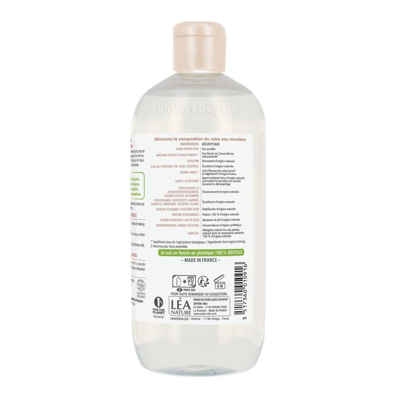 SO'BiO étic Mon Lait D'Anesse Cosmos Organic Micellar Water 500