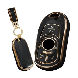 ontto Smart Remote Car Key Fob Cover Fit for Buick Verano Regal Lacrosse Encore Envision Enclave Cascada GL8 Tourx 2015-up, Black