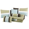 Chezmoi Collection 7-Piece Quilted Patchwork Comforter Set, Coffee Brown/Aqua Blue/Sage