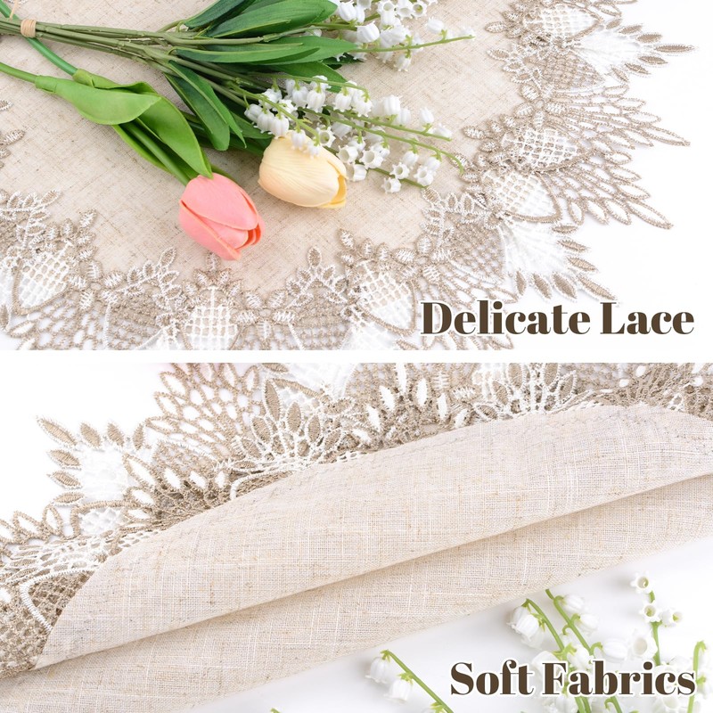 URROMA Linen Round Doily,20 * 20in Beige Table Cover with