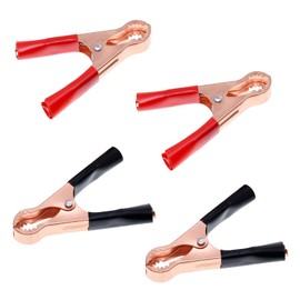 2x Krokodilklemmen Set Je 2 Stück,Rot & Schwarz Starterkabel,Überbrückungskabel Klemme mit isolierten Stiefel Kunststoffgriff 50A,Kupfer-Überbrückungskabel-Klemmen für Auto, LKW, Fahrzeug, Boot